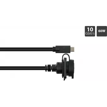 GoodConnections S1 teollinen USB-C-kaapeli, USB 3.2 Gen 2, 10 Gbps, M16-asennus, IP65/67, 1 m, musta (IC01-16U3102-010)