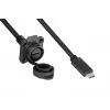 GoodConnections IC01-16U3102-010 S1 teollisuus-USB-C-kaapeli, USB 3.2 Gen 2, liitin – paneeliin asennettava liitäntä, M16, IP65/67, 1 m