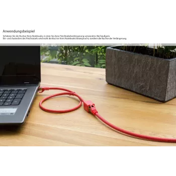 GoodConnections Cat.7 S/FTP RJ45 verkkokaapelin jatko, 10 m, punainen, LSZH, 600 MHz, 10G, RNS lukituskielekkeen suojalla 8070VR-100R