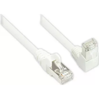 Good Connections 806W-003W Cat.6 S/FTP PiMF patchkaapeli, 250 MHz, RJ45, 90° alaspäin kulma, valkoinen, 0,25 m