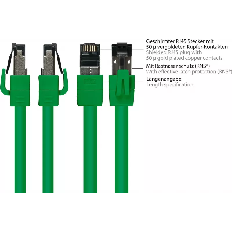 GoodConnections Alcasa 8080-005G Cat8.1 S/FTP patchkaapeli, 0,5 m, vihreä