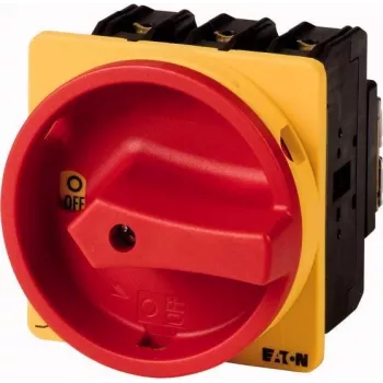 Eaton P3-63/EA/SVB/N/HI11 3-napainen pääkytkin 63 A, pinta-asennus, IP65, lukittava punainen/keltainen kahva 067351