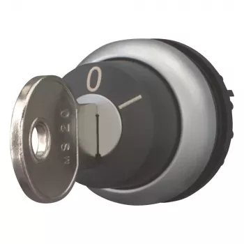 Eaton M22-WRS-MS20 avaimella toimiva valintakytkimen käyttöosa, 2 asentoa, lukittuva, MS20-avain, titaanimetal-eturengas, musta 111779
