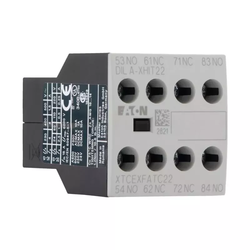 Eaton DILA-XHIT22 apukosketinlohko, 2NO+2NC, etuasennus, ruuviliittimet, musta/valkoinen 101044