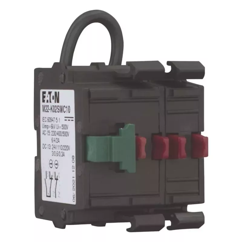 Eaton M22-K02SMC10 teholiitin, 2 NC, etuasennus, ruuviliittimet, musta 121474