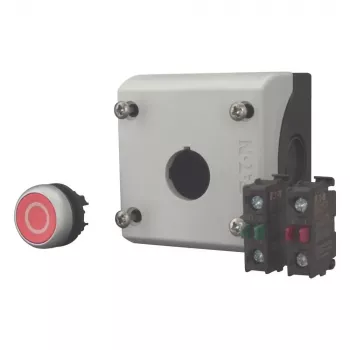 Eaton M22-D-R-X0/KC11/I painonappikäyttö kosketinlohkolla, punainen, titaani, muovi, IP66/IP67/IP69 216521