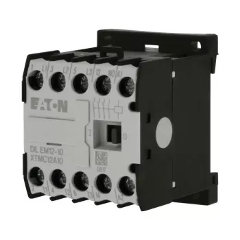 Eaton DILEM12-10 minikontaktori, 3-napainen, 12 A, 230 V 50 Hz / 240 V 60 Hz käämi, 1 NO-apukosketin, IP20, musta/valkoinen 127075