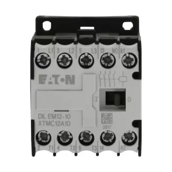 Eaton DILEM12-10 minikontaktori, 3-napainen, 12 A, 230 V 50 Hz / 240 V 60 Hz käämi, 1 NO-apukosketin, IP20, musta/valkoinen 127075
