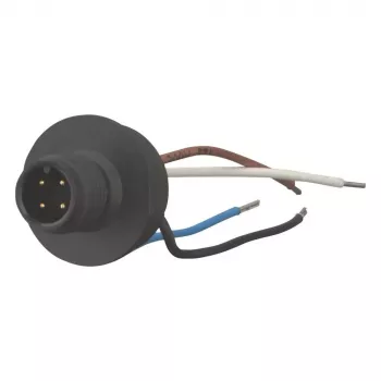 EATON M12 A-koodattu 4-napainen suora liitin, ruuviliitäntä, IP65/IP67, 230V/4A, PBT-kotelo, kultakontaktit, kaapeli 4-6mm 266135