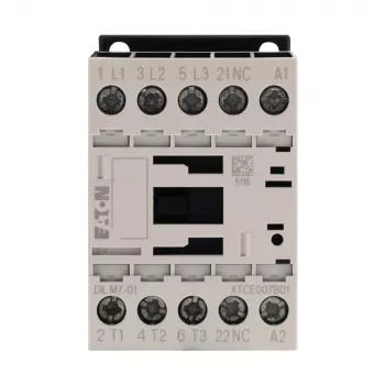 Eaton DILM7-01 kontaktori, 3-napainen, 7 A, 230 V AC 50 Hz / 240 V AC 60 Hz käämi, 1 NC apukosketin 276585