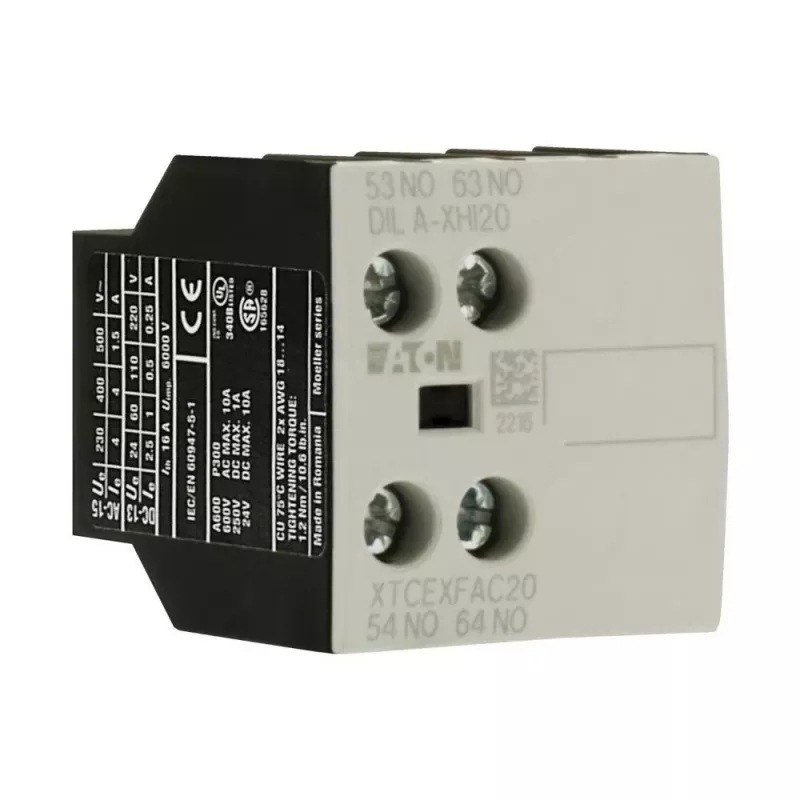 Eaton DILA-XHI20 apukosketinlohko, 45 mm leveä, musta/valkoinen, -25…60 °C 276422