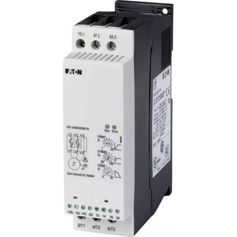 Eaton DS7-342SX024N0-N pehmokäynnistin, 24 A, 200-480 V AC, 24 V AC/DC ohjaus, 11 kW