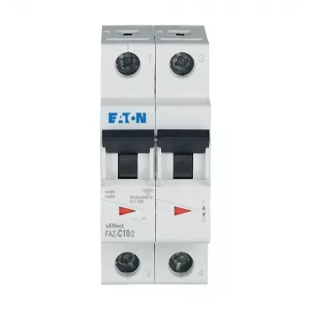 Eaton FAZ-C10/2 johdonsuojakatkaisija (MCB), 10 A, 2-napainen, tyyppi C, 400 V AC, 10 kA 278756