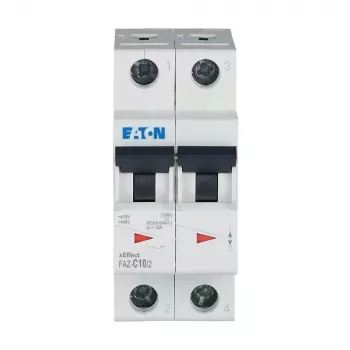 Eaton FAZ-C10/2 johdonsuojakatkaisija (MCB), 10 A, 2-napainen, tyyppi C, 400 V AC, 10 kA 278756