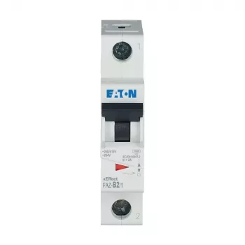 EATON FAZ-B2/1 johdonsuojakatkaisija, 1-napainen, tyyppi B, 2 A, 6 kA, 230/400 V AC, DIN-kiskoasennus, termomagneettinen 278523