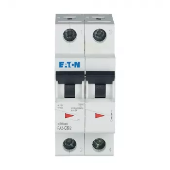 Eaton FAZ-C6/2 johdonsuojakatkaisija (MCB), 6 A, 2-napainen, tyyppi C, 10 kA, 230/400 V AC 278754