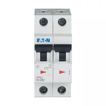 Eaton FAZ-C6/2 johdonsuojakatkaisija (MCB), 6 A, 2-napainen, tyyppi C, 10 kA, 230/400 V AC 278754
