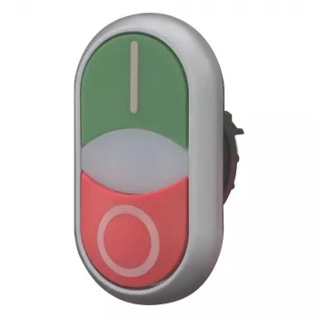 Eaton RMQ-Titan M22-DDLM-GR-X1 kaksoispainonappi merkkivalolla, vihreä/punainen, valkoinen LED, 24V AC/DC, 1NO+1NC 284830