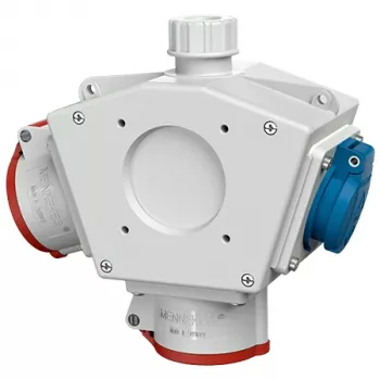 MENNEKES Standard-Delta-Box 92916 Delta Box, 1x CEE 16A 5-napainen 400V, 2x Schuko 230V, IP44, harmaa