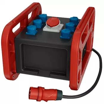 MENNEKES EverBOX GRIP kannettava sähkönjakelukotelo 32A 5-napainen 400V vikavirtasuojakytkimellä ja johdonsuojakatkaisijoilla, 2m kaapeli 9502985RT