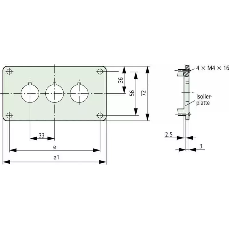 Eaton M22-E3Q alumiinikotelo ohjausasemalle, harmaa, 3 aukkoa, IP65 216544