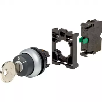 Eaton M22-WS-K10-BVP avainkytkimen käyttöosa, 2 asentoa, lukittuva, musta muovinen eturengas, avain K10, 22,5 mm 110921