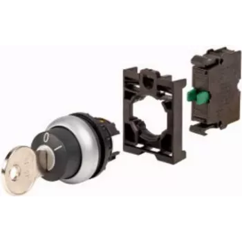 Eaton M22-WS-K10-BVP avainkytkimen käyttöosa, 2 asentoa, lukittuva, musta muovinen eturengas, avain K10, 22,5 mm 110921