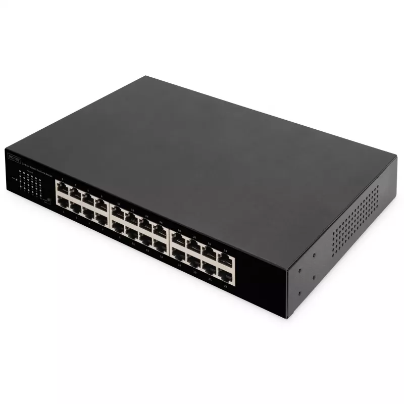 DIGITUS DN-80113-1 24-porttinen gigabit-kytkin, 19 tuuman räkkiasennus, 48 Gbps, hallitsematon
