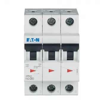 Eaton FAZ-C6/3 6 A 3-napainen johdonsuojakatkaisija (MCB) C-käyrällä, 6 kA 278867