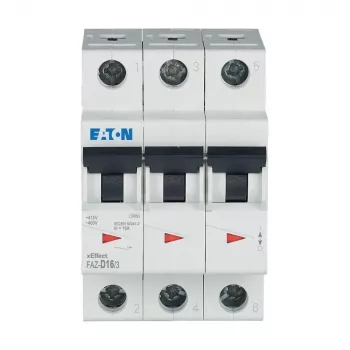 EATON FAZ-D16/3 johdonsuojakatkaisija 16A 3-napainen D-käyrä 6kA 278896
