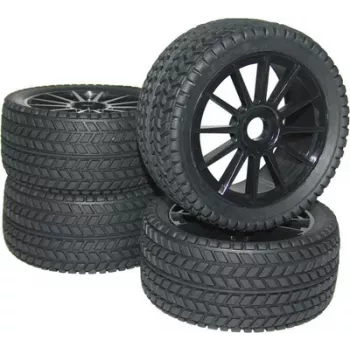 Reely 1:8 Buggy täydelliset renkaat Street 10-puolainen musta 4 kpl (RA093SBA1)