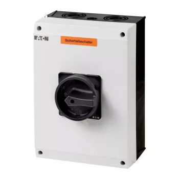 Eaton P3-100/I5/SVB-SW/HI11 3-napainen pääkytkin 100 A, pinta-asennus, IP65, punainen/keltainen kiertokahva, lukittava, 1NO+1NC 207375
