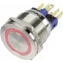 TRU COMPONENTS 1303040 GQ22S-11E/R/12V ilkivaltasuojattu painonappi, hetkellinen, 1 NO, 250 V AC, 3 A, punainen rengasvalaistus 12 V DC, IP65, 22 mm asennus