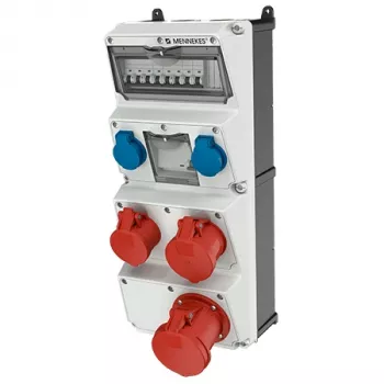 MENNEKES AMAXX pistorasiayhdistelmä 940010 - 32A CEE-tulo, 6 pistorasiaa, vikavirtasuojaus/johdonsuojaus, IP44