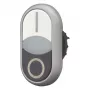 Eaton M22-DDLF-WS-X1 kaksoispainonappi, litteä, valaistu, valkoinen/musta, 1NO+1NC, ruuviliitäntä 284816