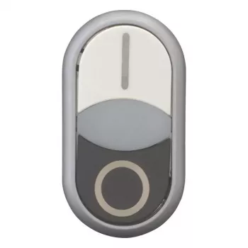 Eaton M22-DDLF-WS-X1 kaksoispainonappi, litteä, valaistu, valkoinen/musta, 1NO+1NC, ruuviliitäntä 284816