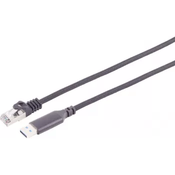 S CONN MAXIMUM CONNECTIVITY USB-A - RJ45 Gigabit Ethernet -sovitinkaapeli, 10 m, alumiini, musta 14-52075