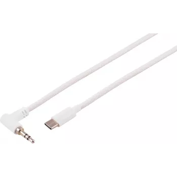 S CONN MAXIMUM CONNECTIVITY USB-C-audiokaapeli, 3,5 mm kulmapistoke, TRS, valkoinen, 3 m (14-06046)