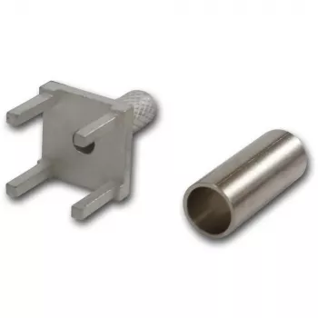 Telegärtner G07 PCB-koaksiaalipistoke, juotos-/puristusliitäntä, 50 Ohm, kullattu, RG-316/U:lle, 5 kpl:n pakkaus H01000A0087
