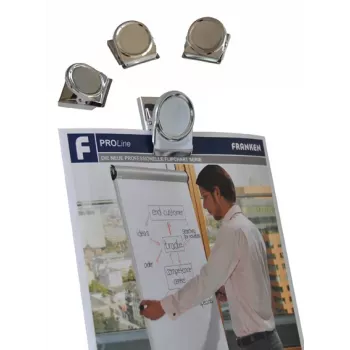 FRANKEN HMC35 magneettiklipsi, 40 x 35 mm, 500 g pitovoima, hopea