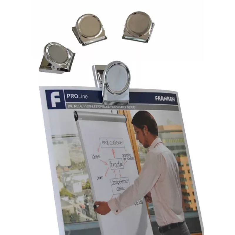 FRANKEN HMC35 magneettiklipsi, 40 x 35 mm, 500 g pitovoima, hopea
