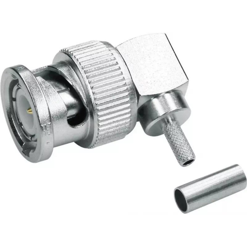 Telegärtner J01000A0010 BNC-kulmakaapelipistoke, puristettava/juotettava, G07, 50 Ω, RG 316/U -kaapelille