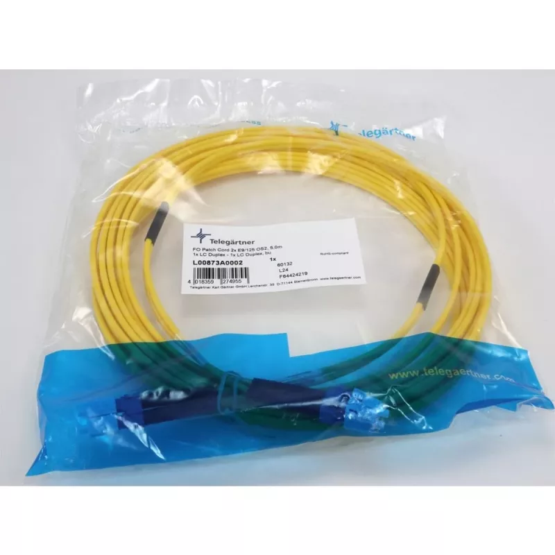 TELEGÄRTNER LC LC single-mode OS2 duplex verkkokaapeli, 5 m, keltainen