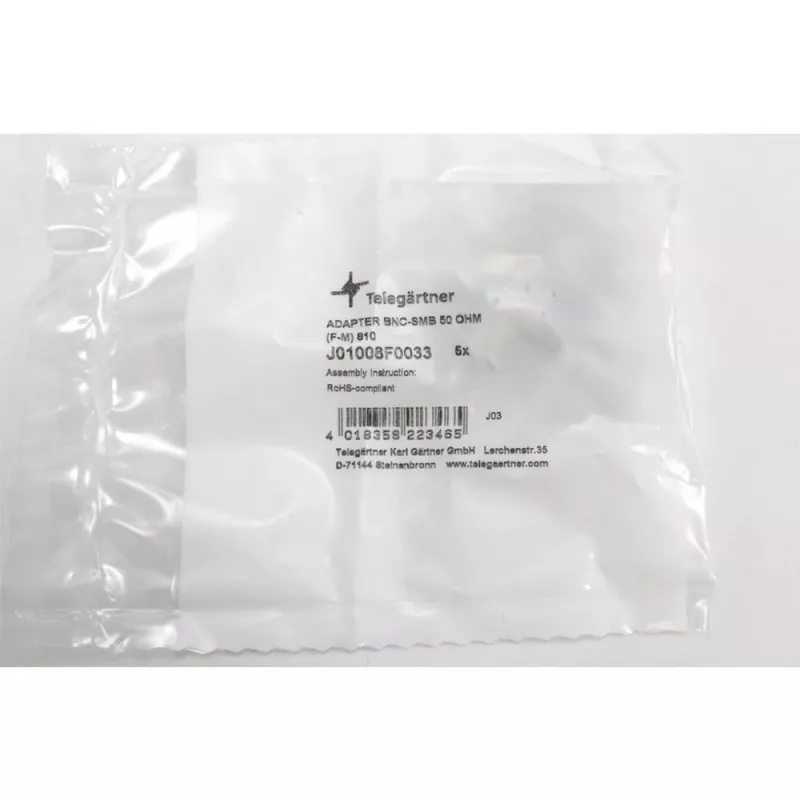 Telegärtner koaksiaalisovitin BNC-rasia SMB-urokseen, 50 ohmia, suora J01008F0033