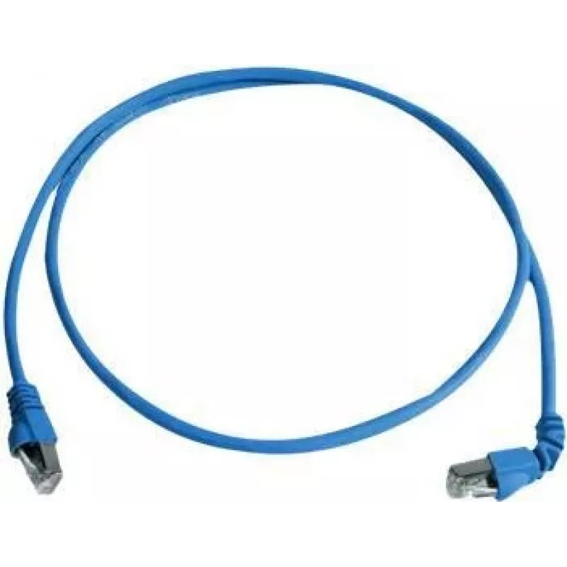 Telegärtner 100008016 CAT 6a S/FTP RJ45-kytkentäkaapeli, 0,5 m, sininen, palamista hidastava, taivutussuojalla