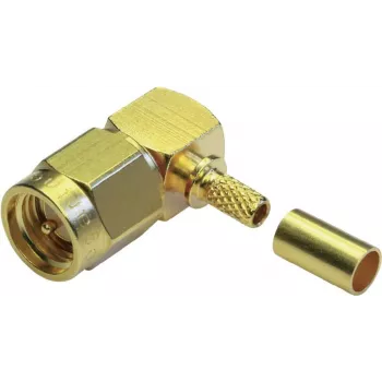TELEGÄRTNER SMA-kulmapuristusliitin RG-58 C/U:lle, kulta, 5 kpl:n pakkaus J01150A0091