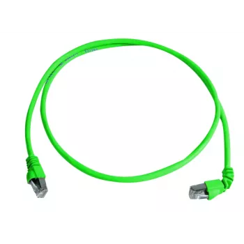 Telegärtner MP8 FS 500 Cat.6a SFTP -verkkokaapeli, RJ45–RJ45, 2 m, vihreä, 90° liitin, halogeeniton L00001A0156