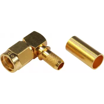 TELEGÄRTNER SMA Reverse Plug -liitin, kulma, 50 ohm, puristus/juotos, kullattu, J01150R0031