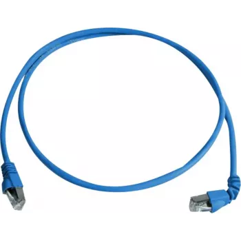 Telegärtner Cat 6A S/FTP -verkkokaapeli, PiMF, sininen, 2,0 m, toinen pää kulmaliitin L00001A0159