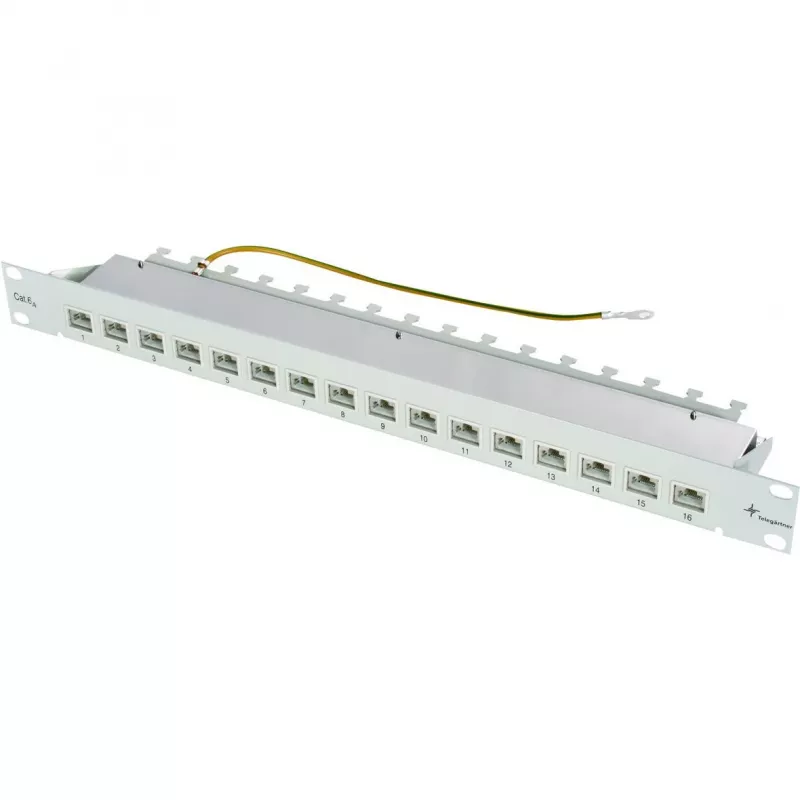 TELEGÄRTNER MPP16-HS 16-porttinen modulaarinen patch-paneeli, 1U, vaaleanharmaa RAL 7035 J02022A0050